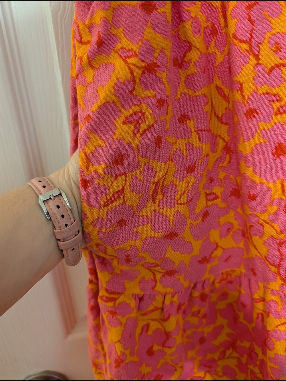 Universal Thread Floral Linen Mini Dress Pink Orange - Picture 3 of 5